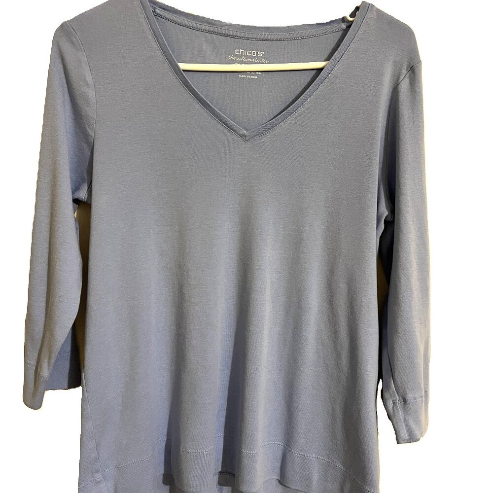 Chicos Light Blue (Not Gray) 3 Quarter Sleeve Top Size M